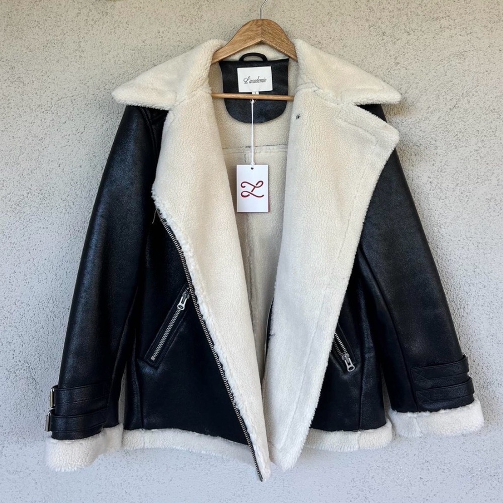 $368 L'ACADEMIE AVIATOR COAT SHEARLING FREE PEOPLE REVOLVE STREETWEAR OVERSIZED